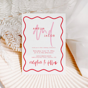 Faire-part de mariage Rouge et rose moderne
