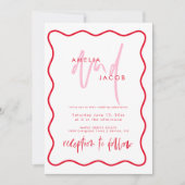 Faire-part de mariage Rouge et rose moderne (Devant)