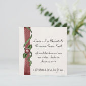 Faire-part de mariage rouge et vert après le maria (Debout devant)