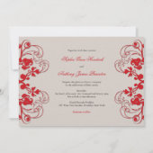 Faire-part de mariage rouge floral vintage (Dos)