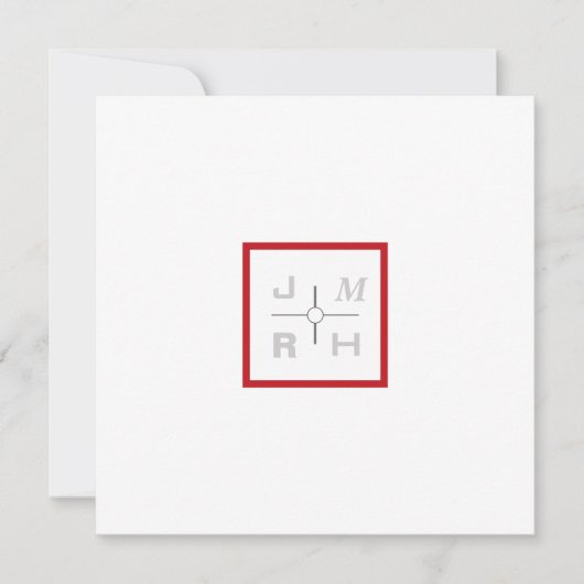 Faire-part de mariage rouge Grille moderne (Devant)