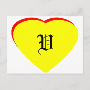 Faire-part de mariage rouge jaune de coeur de "V"