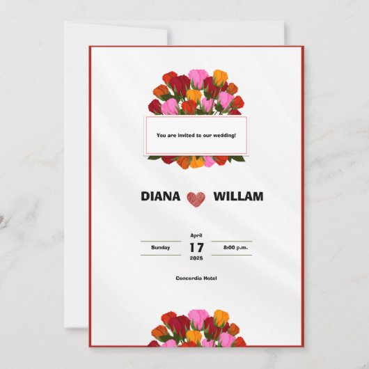 Faire-part de mariage rouge moderne (Devant)