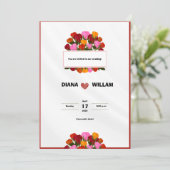 Faire-part de mariage rouge moderne (Debout devant)