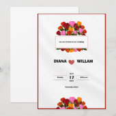 Faire-part de mariage rouge moderne (Devant / Derrière)