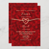 Faire-part de mariage rouge or moderne (Devant / Derrière)