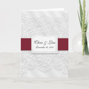 Faire-part de mariage rouge profond dentelle 5x7