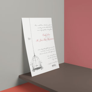 Faire-part de mariage rouge rétro bohème Cage à oi