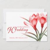 Faire-part de mariage rouge rose crocus (Devant)