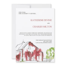 Faire-part de mariage rouge rustique de grange