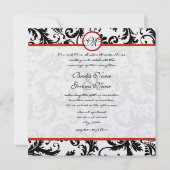 Faire-part de mariage rouge Trim noir Damask (Devant)