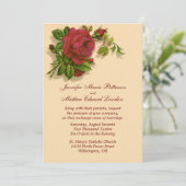 Faire-part de mariage rouge vintage (Debout devant)