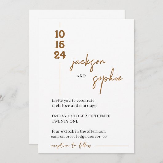 Faire-part de mariage rouille, Mariage désert Boho (Devant / Derrière)