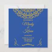 Faire-part de mariage Royal Blue and Gold Indian (Devant)