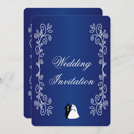 Faire-part de mariage Royal Blue Bride (Devant / Derrière)