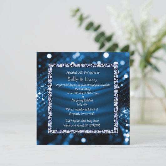 Faire-part de mariage Royal Blue Diamonds (Debout devant)