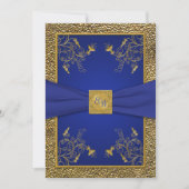 Faire-part de mariage Royal Blue et Gold Monogram (Devant)