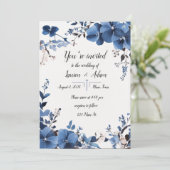 Faire-part de mariage Royal Blue Flowers (Debout devant)