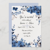 Faire-part de mariage Royal Blue Flowers (Devant / Derrière)