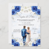 Faire-part de mariage Royal Blue Flowers Roses (Devant)