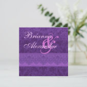 Faire-part de mariage royal pourpre de dentelle (Debout devant)