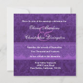 Faire-part de mariage royal pourpre de dentelle (Dos)