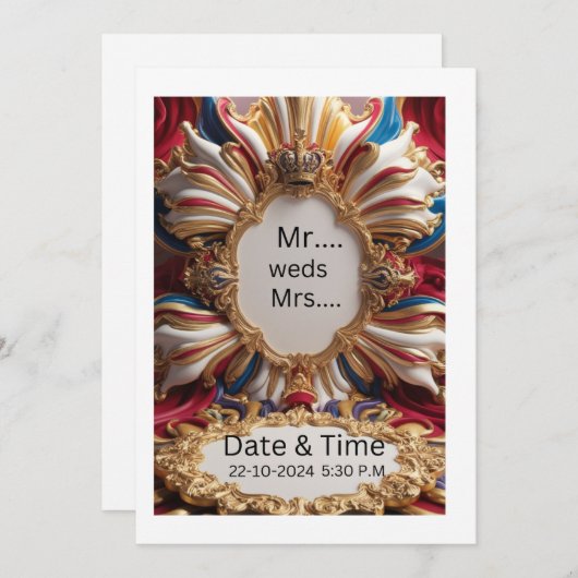 Faire-part de mariage royale enchanté (Devant / Derrière)