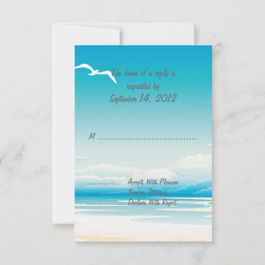 Faire-part de mariage RSVP Blue Beach (Dos)