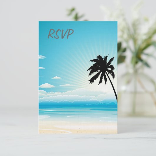 Faire-part de mariage RSVP Blue Beach (Debout devant)