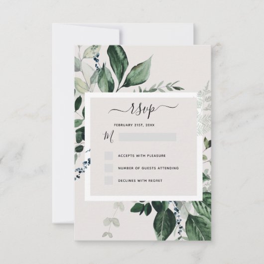 Faire-part de mariage RSVP Botanical Greenery (Devant)