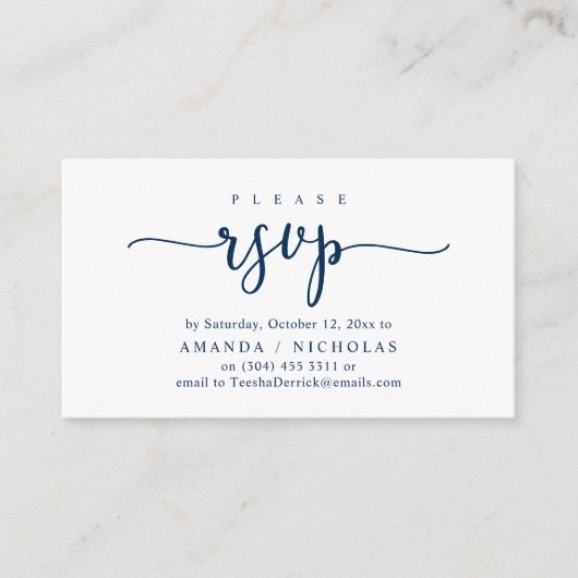 Faire-part de mariage RSVP, carte de script romant (Devant)