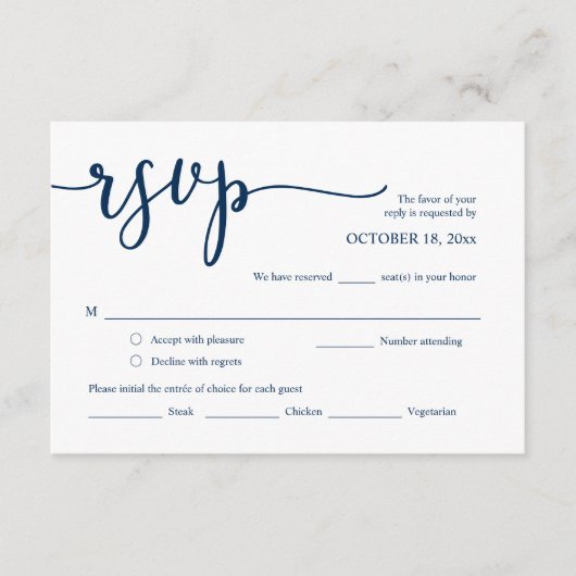 Faire-part de mariage RSVP, Carte des options de r (Devant)