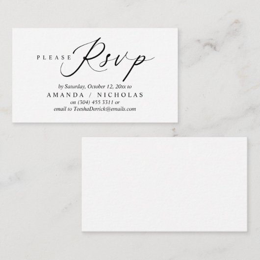 Faire-part de mariage RSVP, Conception de script d (Devant / Derrière)