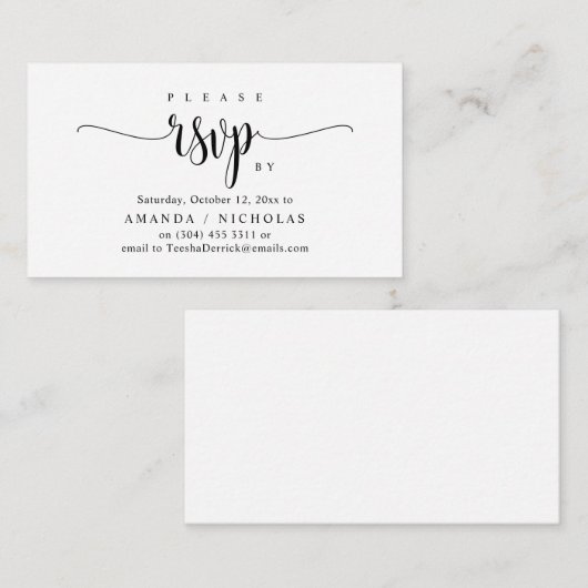Faire-part de mariage RSVP, Conception de script d (Devant / Derrière)