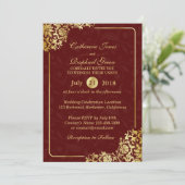 Faire-part de mariage RSVP en dentelle or fleurie  (Debout devant)