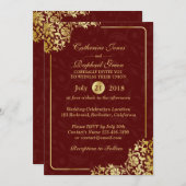 Faire-part de mariage RSVP en dentelle or fleurie  (Devant / Derrière)