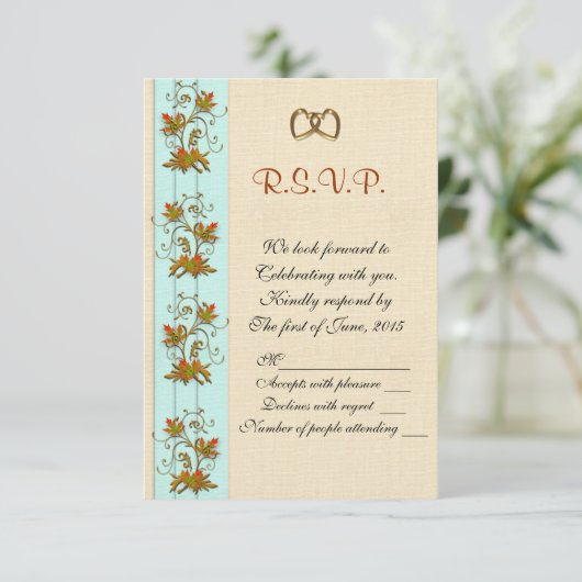 Faire-part de mariage RSVP Feuilles d'automne (Debout devant)