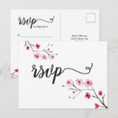 Faire-part de mariage RSVP Fleur de cerisier aquar (Devant / Derrière)