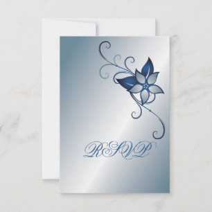 Faire-part de mariage RSVP Floral bleu moderne