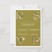 Faire-part de mariage RSVP floral vert et blanc dé (Devant)