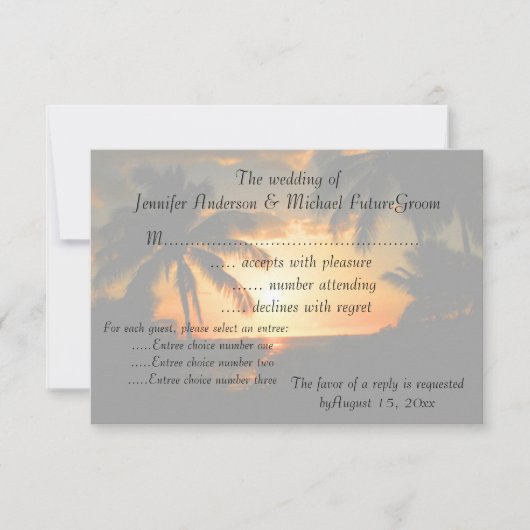 Faire-part de mariage RSVP Hawaii Sunset (Devant)