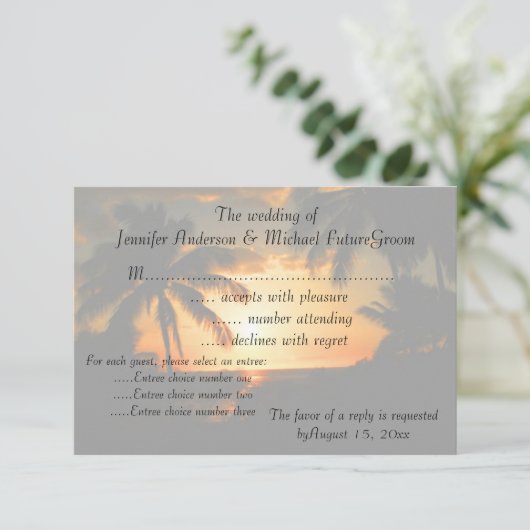 Faire-part de mariage RSVP Hawaii Sunset (Debout devant)