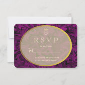 Faire-part de mariage RSVP Luxe violet et or (Devant)