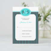 Faire-part de mariage RSVP — Monogramme bleu (Debout devant)