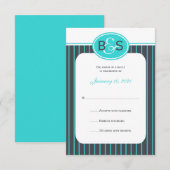 Faire-part de mariage RSVP — Monogramme bleu (Devant / Derrière)