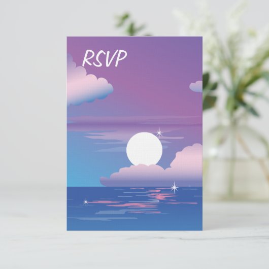 Faire-part de mariage RSVP Night Beach (Debout devant)