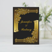 Faire-part de mariage RSVP noir et or (Debout devant)