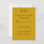 Faire-part de mariage RSVP noir et or (Dos)
