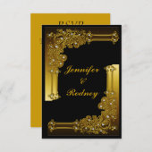 Faire-part de mariage RSVP noir et or (Devant / Derrière)