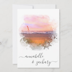 *~* FAIRE-PART DE MARIAGE + RSVP - QR Beach AR7